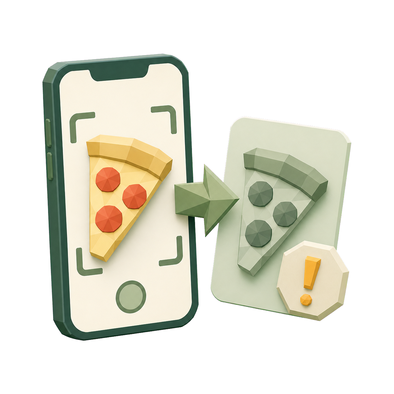 Disgustify onboarding art showing food changed into a disgusting version